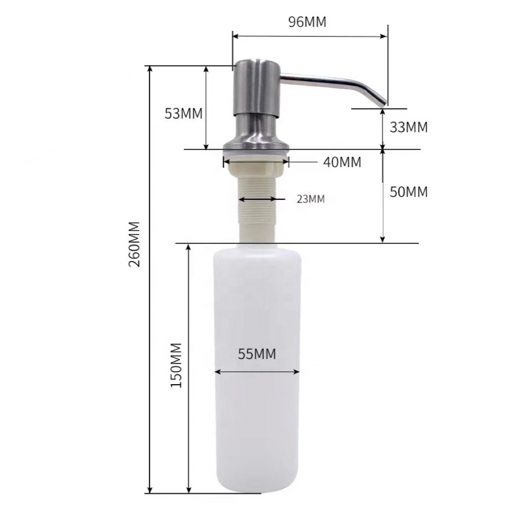 304 Stainless Steel Brushed Kitchen Sink Soap Dispenser Manual Press Liquid Soap Sanitizer Soap Dispenser 350ML