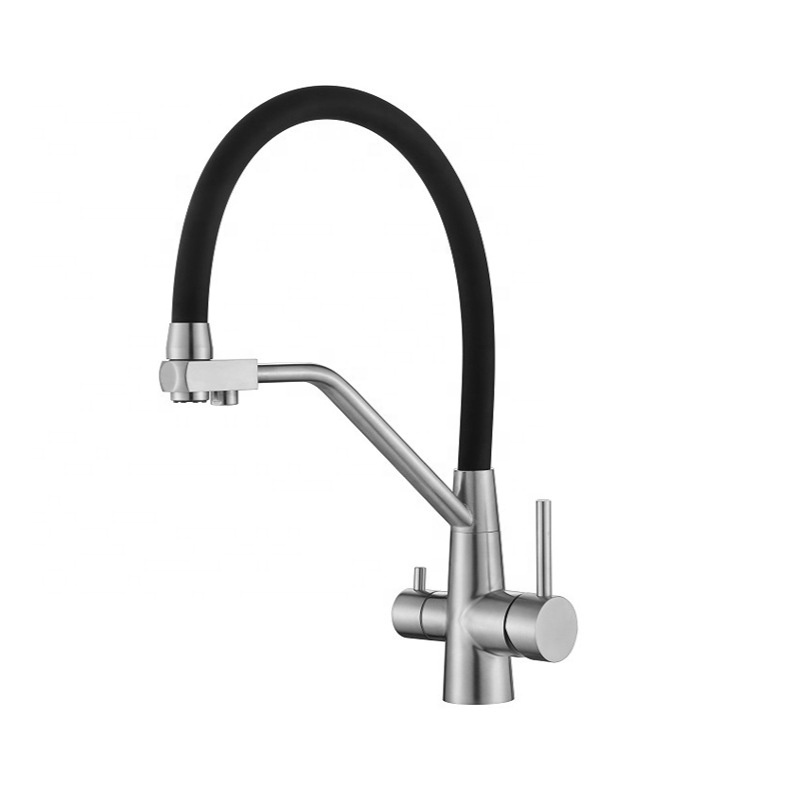 SUS 304 Kitchen Sink 3 Way Faucet Kitchen Rotating Faucets Mixer Tap Silicone Hose Water Purifier Faucet