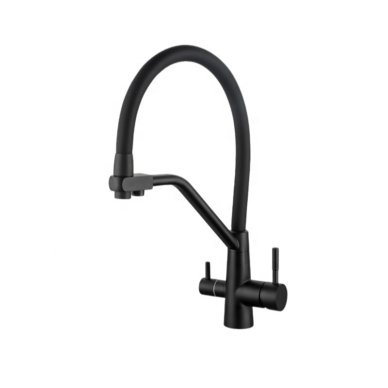 SUS 304 Kitchen Sink 3 Way Faucet Kitchen Rotating Faucets Mixer Tap Silicone Hose Water Purifier Faucet