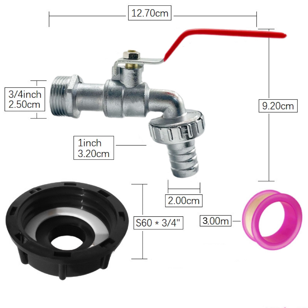 1/2 ''3/4 Zinc Alloy Bibcock Faucet S60 IBC Tank Adapter Fitting Connector Replacement Valve For Garden Home