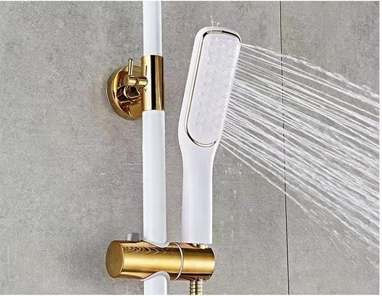 Brass wall mount shower sets bathroom  rainfall hot and cold water mixer black/white gold faucets taps shower sets