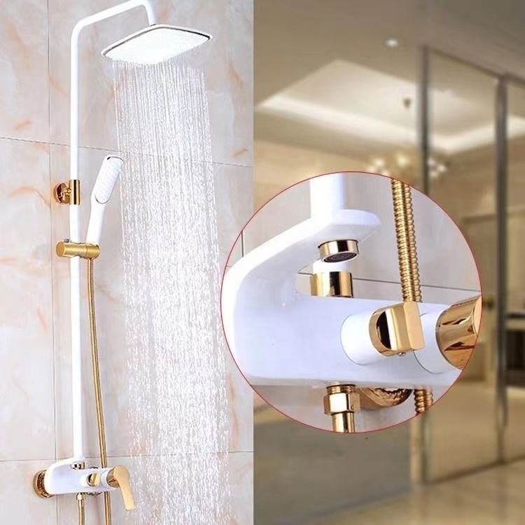 Brass wall mount luxury shower sets bathroom  rainfall hot and cold water mixer thermostatic faucets taps shower sets with bidet