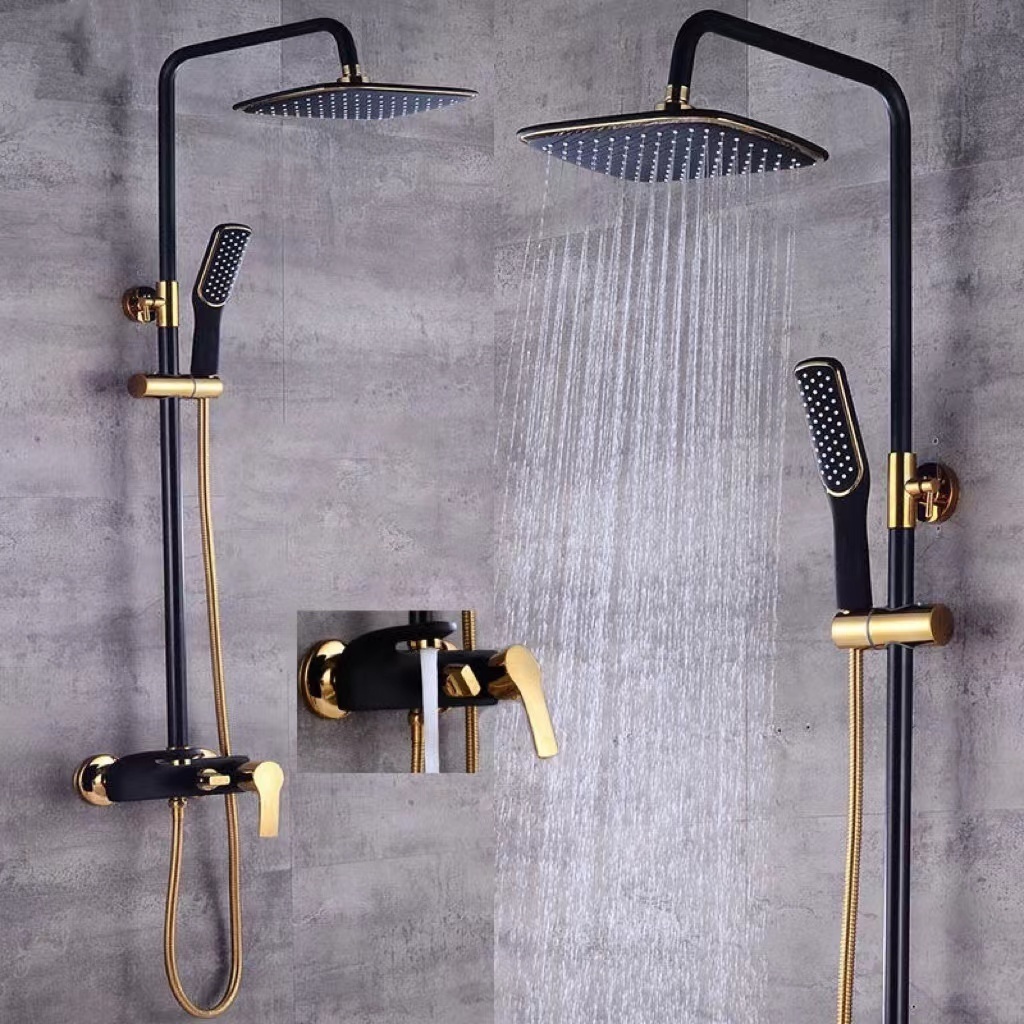 Brass wall mount luxury shower sets bathroom  rainfall hot and cold water mixer thermostatic faucets taps shower sets with bidet