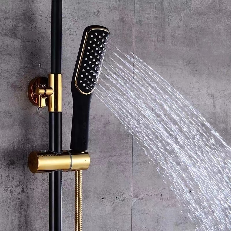 Brass wall mount luxury shower sets bathroom  rainfall hot and cold water mixer thermostatic faucets taps shower sets with bidet