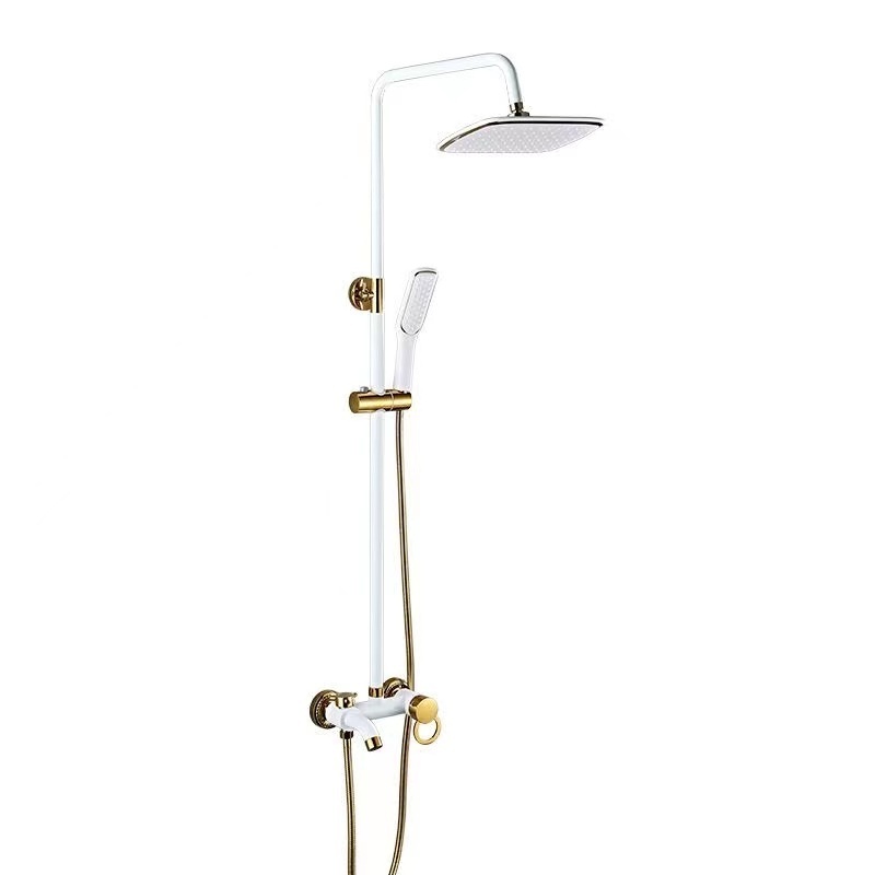 Brass wall mount shower sets bathroom  rainfall hot and cold water mixer black/white gold faucets taps shower sets