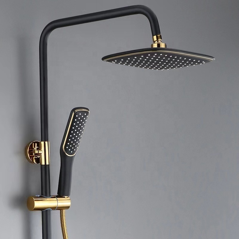 Brass wall mount shower sets bathroom  rainfall hot and cold water mixer black/white gold faucets taps shower sets