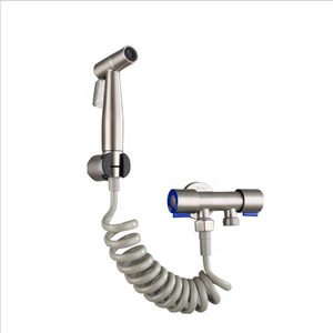 304 Stainless Steel Bidet Faucet Shattaf Set Bathroom Brushed Custom Handheld Toilet Sprayer Bidet Set