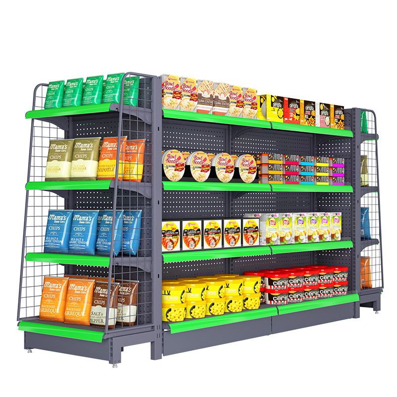 Multi function Supermarket Shelves Metal Display Racks Retail Shelving Convenience Grocery Store