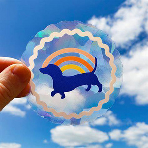 Custom Suncatcher Stickers Cloud Decorative Decal Static Wall Sticker Cute Dog Pvc Rainbow Suncatcher Sticker Clear Prism