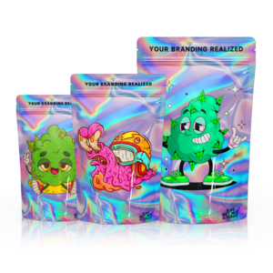 Holographic Mylar Bags Transparent Stand Up Pouch Custom Printed Bag Stand Mylar Up Plastic Pouch Packaging