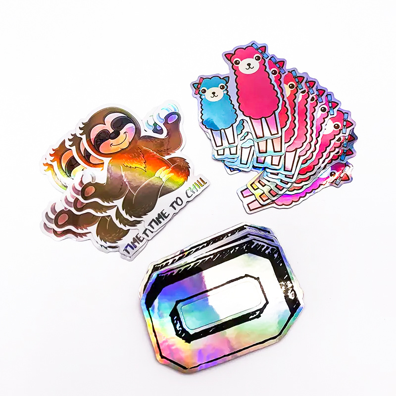 Self Adhesive Irregular Shape Holographic Logo Sticker Printing Custom Die Cut Laser Hologram Stickers