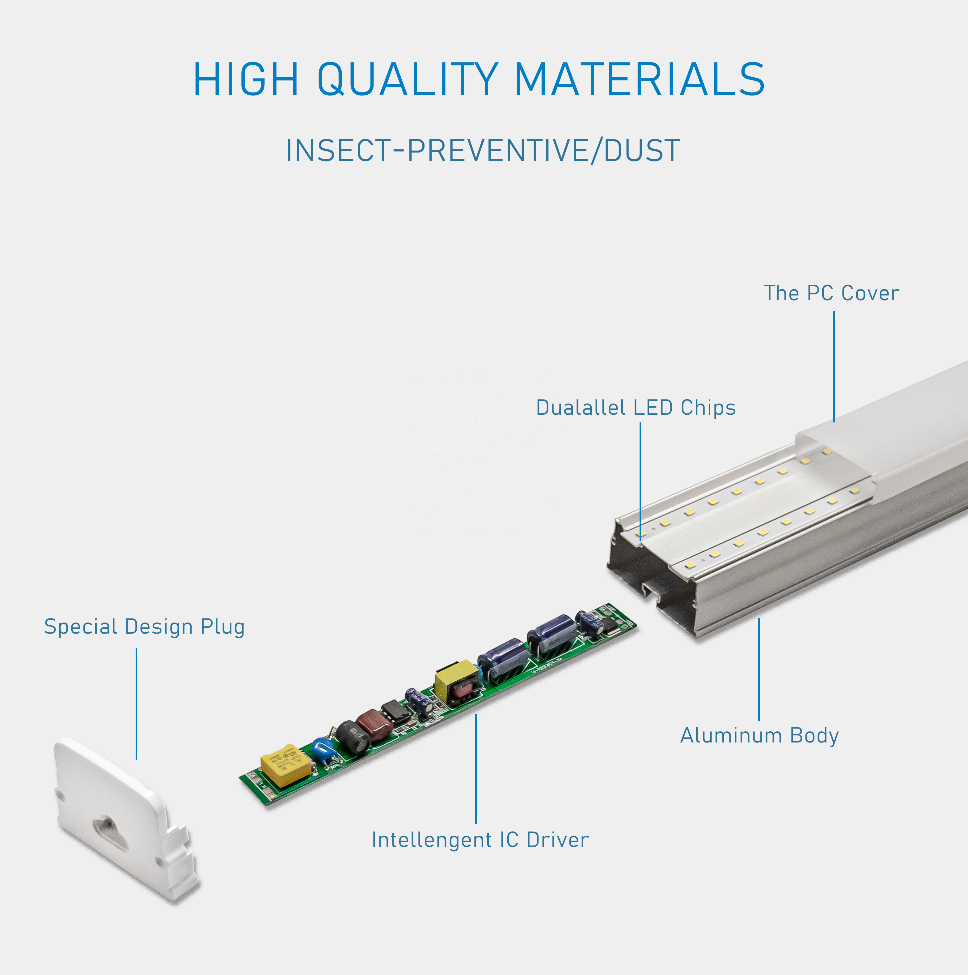 Hot sales  2ft 4ft 5ft shop light modern Linkable Aluminum profiles T15 Led Linear Batten Light