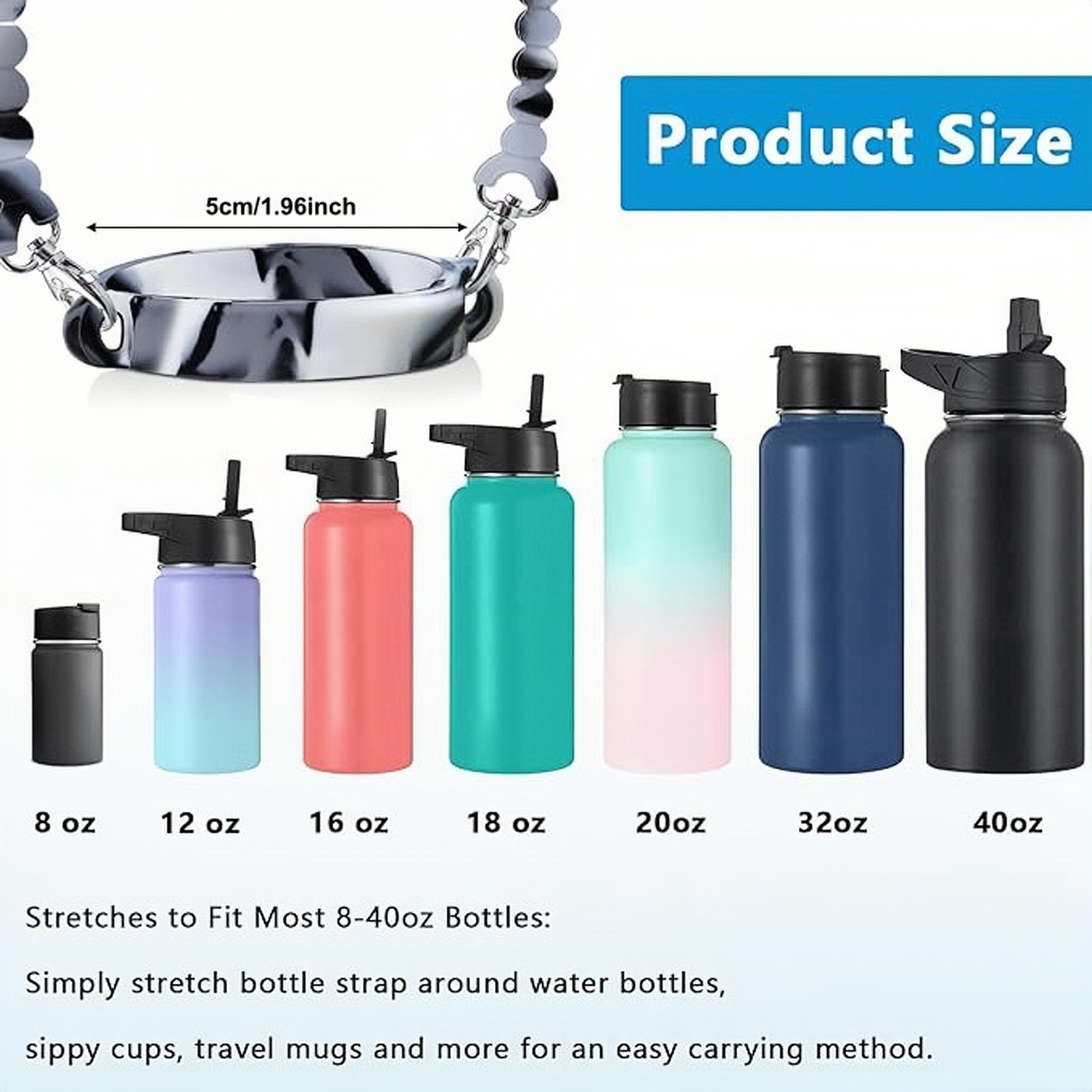 Silicone Water Bottle Sling Carrier Holder with Strap Compatible With Tumbler Accessories