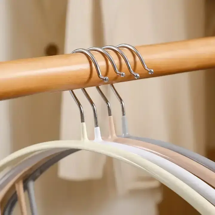 Dry and wet dip plastic coat hanger no trace bag thick wide shoulder clothes brace arc non-slip drying rack