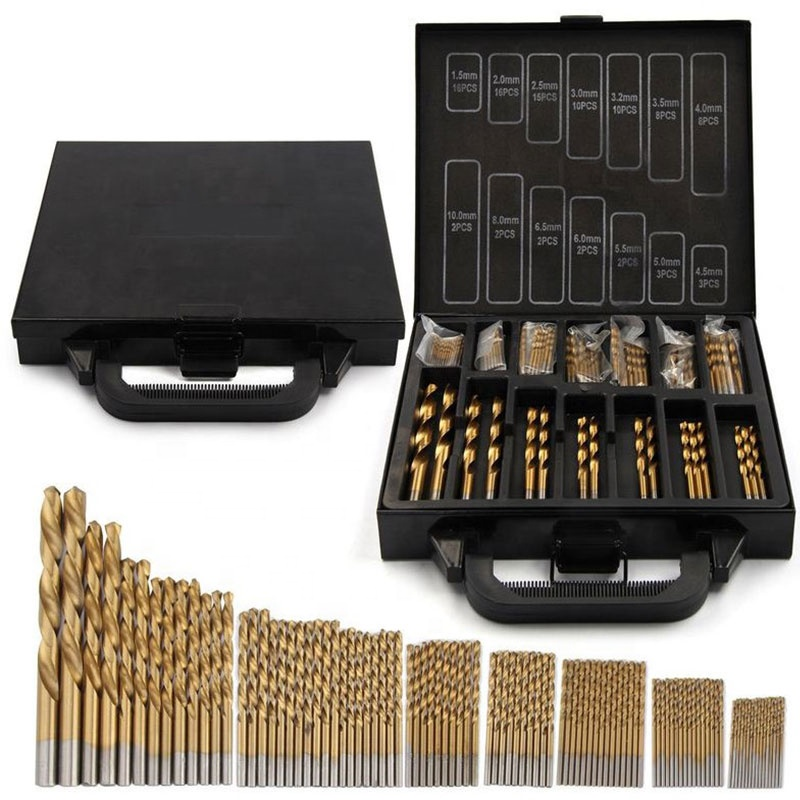 Cobalt drill bit set high quality straight shank titanium coated twist drill 170pcs drill bit set