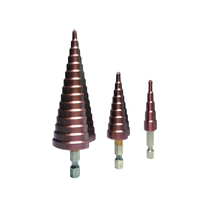 M35 3PCS High Speed Steel Titanium Coated Spiral Step Drill Bit set brocas escalonadas