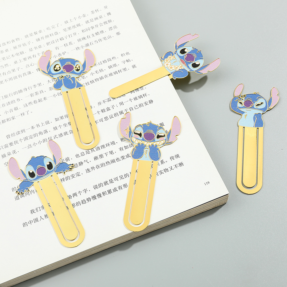 Small Book Clip Creative Student Stationery Wholesale Cartoon Stitch Little Monster Stainless Steel Brass Metal Bookmark