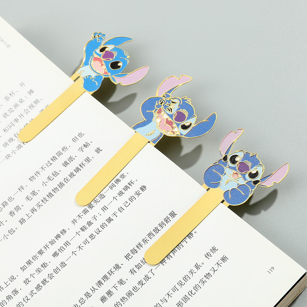 Small Book Clip Creative Student Stationery Wholesale Cartoon Stitch Little Monster Stainless Steel Brass Metal Bookmark