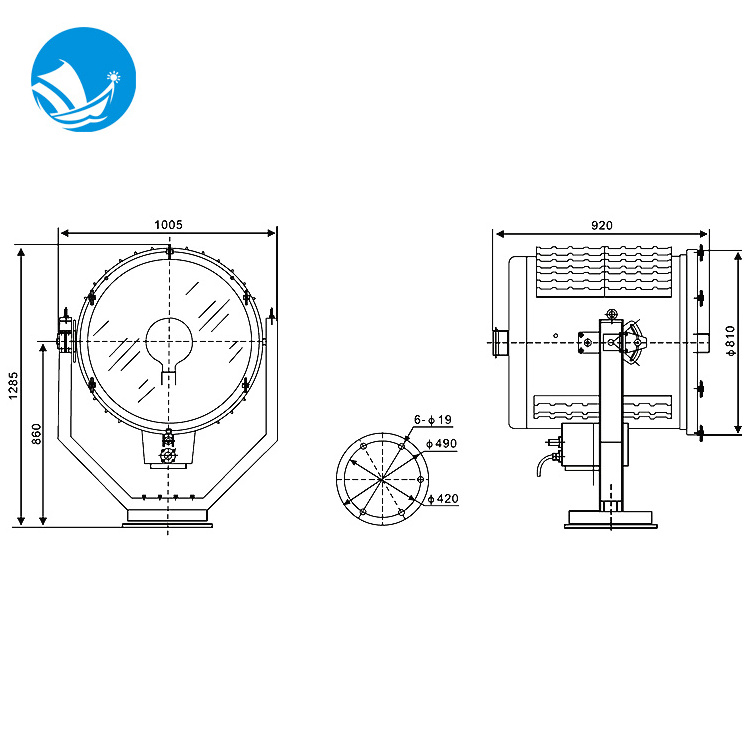 Manually Controlled Rotation ABS Certificated 3000W Xenon Marine Search Light TZ4 outdoor searchlight