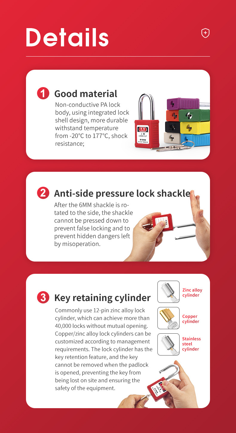 BOZZYS Zenex Composite Non-conductive Nylon Loto Safety Lockout Padlocks with Master Key for Lockout Tagout