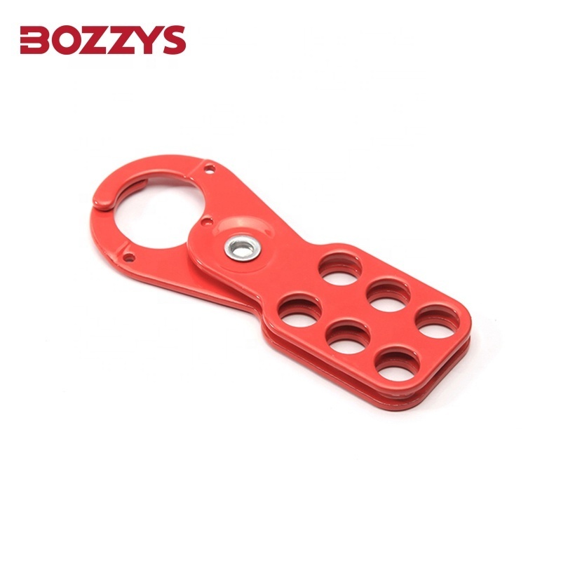 BOZZYS 1'' Steel Jaw 10.5MM Lock Hole Dia Industrial Safety Hasp Lockout Devices with 6-Holes and Hook