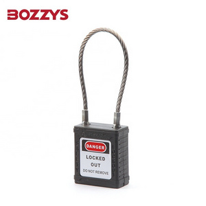 BOZZYS Black Stainless Steel cable Safety Padlock with cable150X3.2mm Shackle for lockout and tagout of plumbing equipment