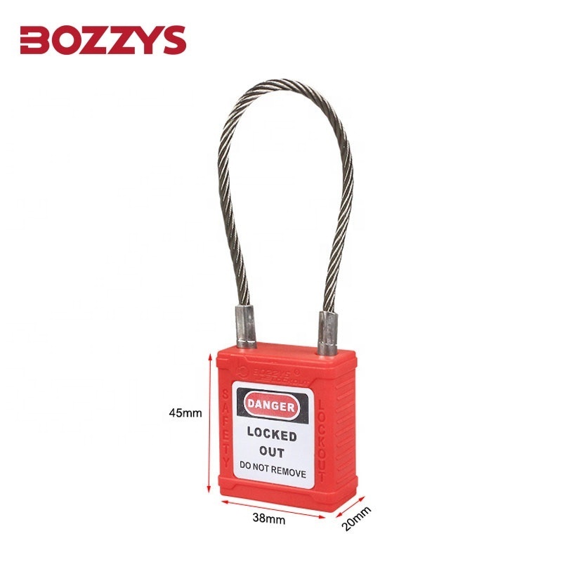 BOZZYS Cable Lockout Padlock with Cable 150mm for Unusual Equipment that Cannot be Locked with Traditional Equipment