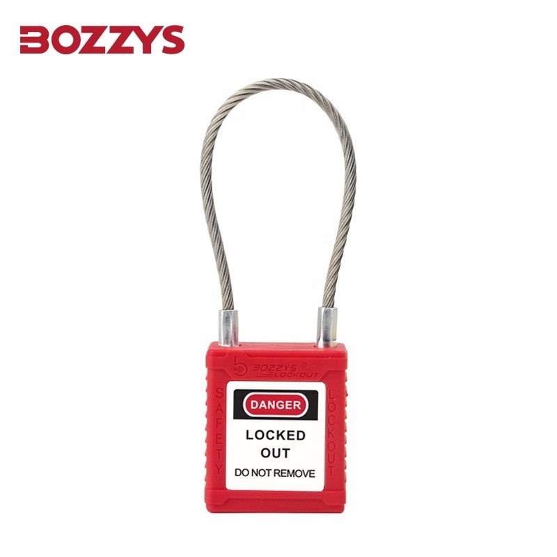 BOZZYS Cable Lockout Padlock with Cable 150mm for Unusual Equipment that Cannot be Locked with Traditional Equipment