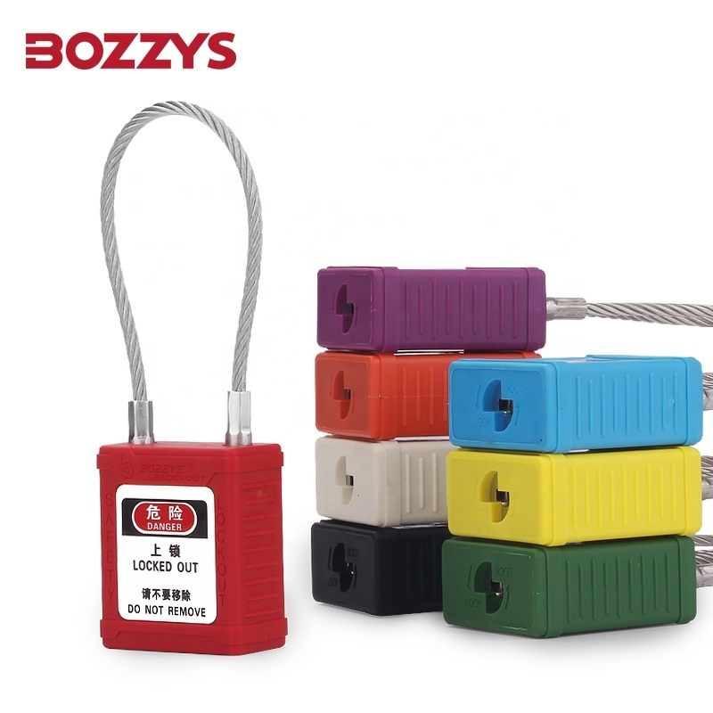 BOZZYS Blue Stainless Steel Safety Compact Cable Padlocks with Master Keyed for Industrial Equipment Lockout