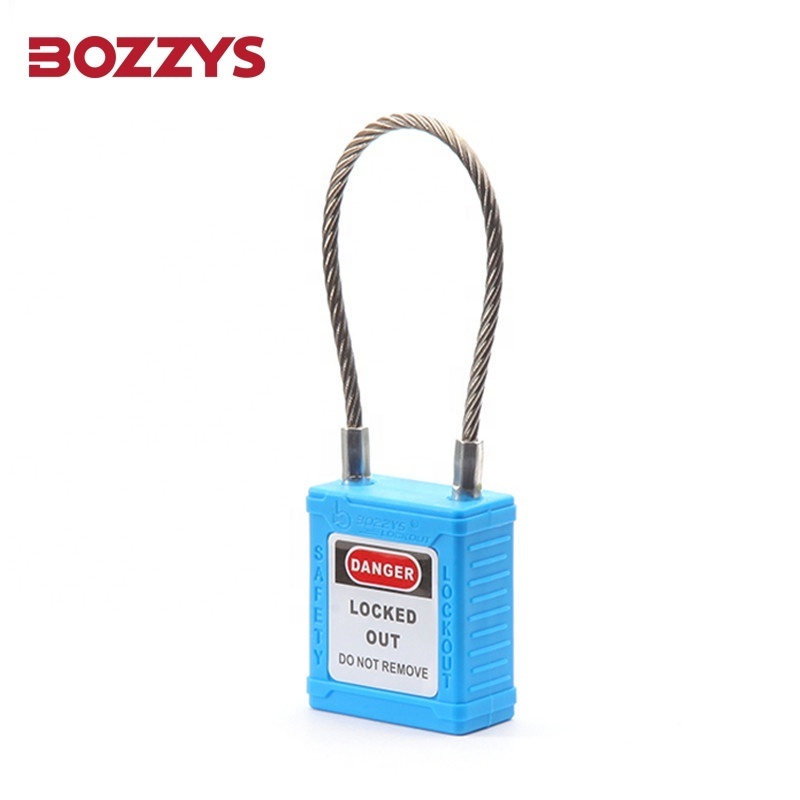 BOZZYS Blue Stainless Steel Safety Compact Cable Padlocks with Master Keyed for Industrial Equipment Lockout