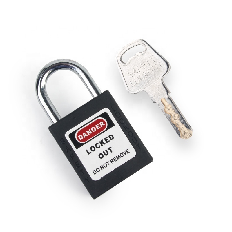 Black Master Key Padlock with 25*6.2mm Steel Shackle Suitable for Lockout and tagout of Plumbing Equipment