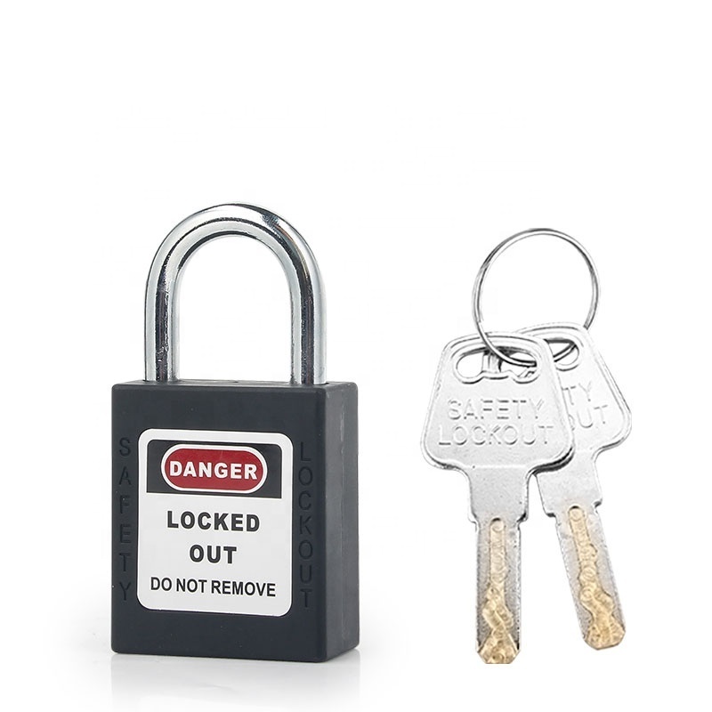 Black Master Key Padlock with 25*6.2mm Steel Shackle Suitable for Lockout and tagout of Plumbing Equipment