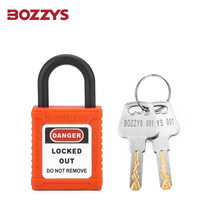 BOZZYS OEM Orange Lock Safety Padlock  with 6.2*25mm Nylon Shackle  for Industrial Equipment