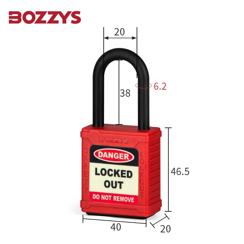 Sliding Cover Dust Proof Type Red Nylon Lock Body Safety Padlock 38mm for Industrial Overhaul to Prevent accidental Operation