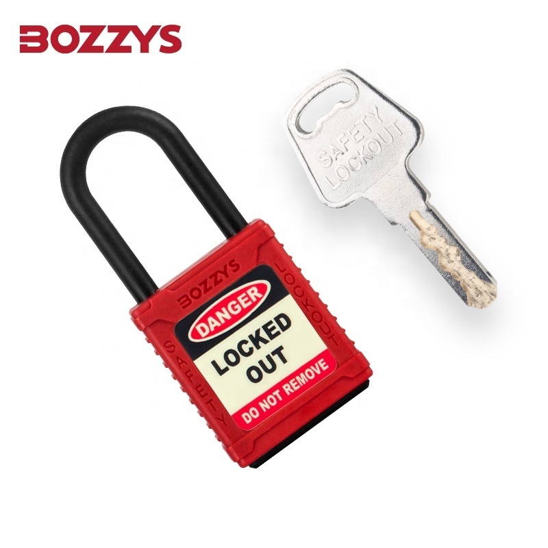 6.2*38MM Nylon Shackle and Nylon Lock body Safety Padlock With Keyed Alike For Lockout of Industrial Electrical Equipment