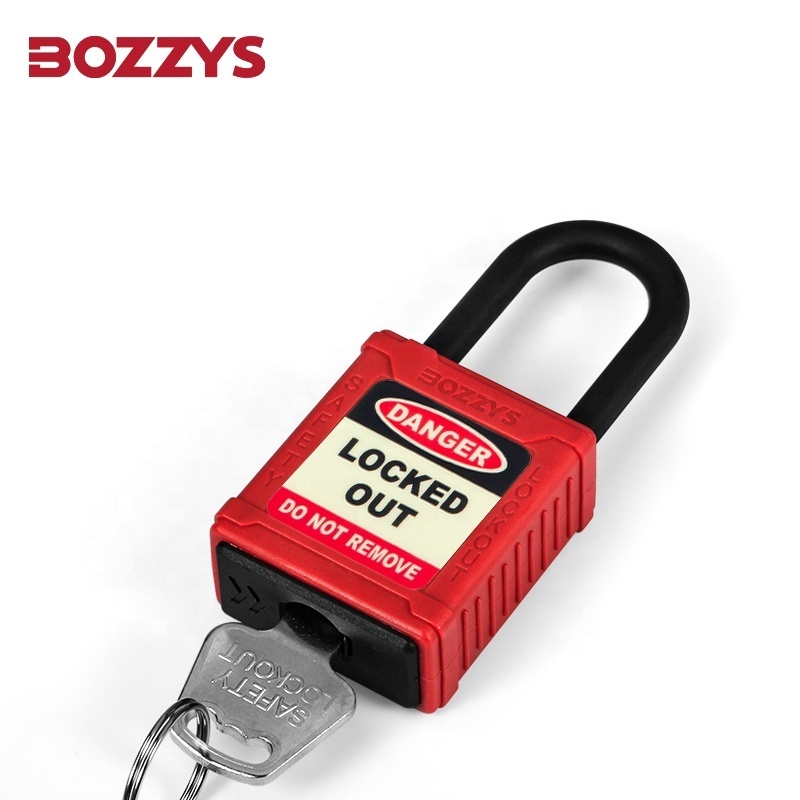 6.2*38MM Nylon Shackle and Nylon Lock body Safety Padlock With Keyed Alike For Lockout of Industrial Electrical Equipment