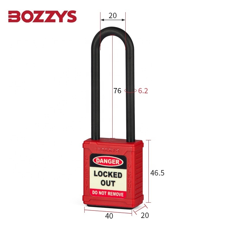 BOZZYS Purple Industrial High Security Loto Plastic Long Nylon Shackle Padlocks With Master Key  for Lockout and Tagout