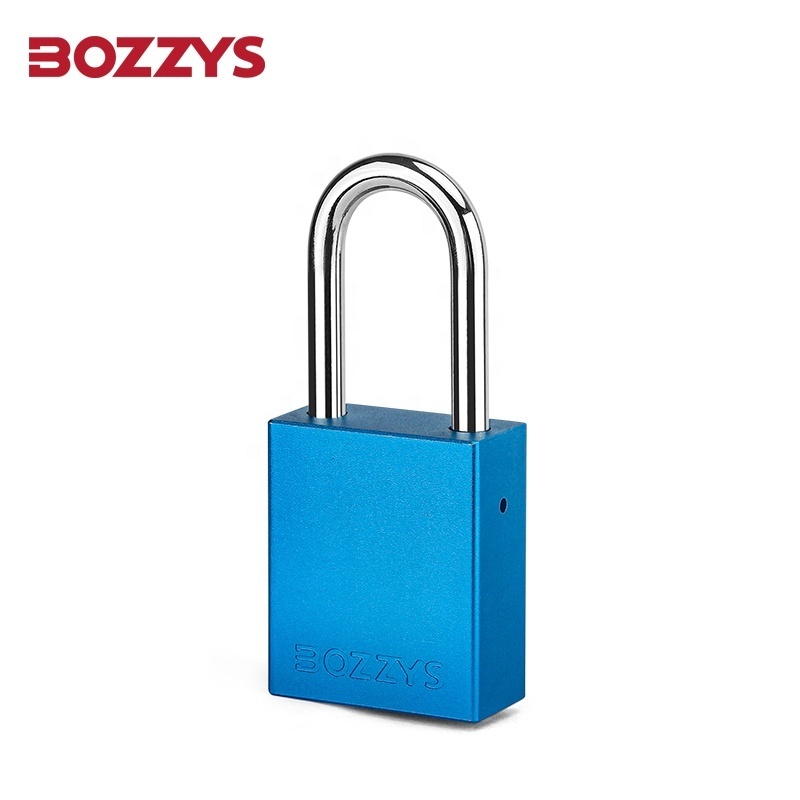 BOZZYS Blue Anti-UV Bright Anodized Aluminum Padlock with 6.2*38mm Hardened Steel Shackle Suitable For lndustria Lockout-Tagout