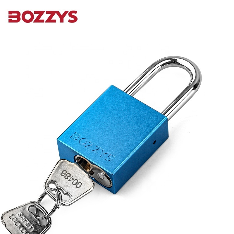 BOZZYS Blue Anti-UV Bright Anodized Aluminum Padlock with 6.2*38mm Hardened Steel Shackle Suitable For lndustria Lockout-Tagout