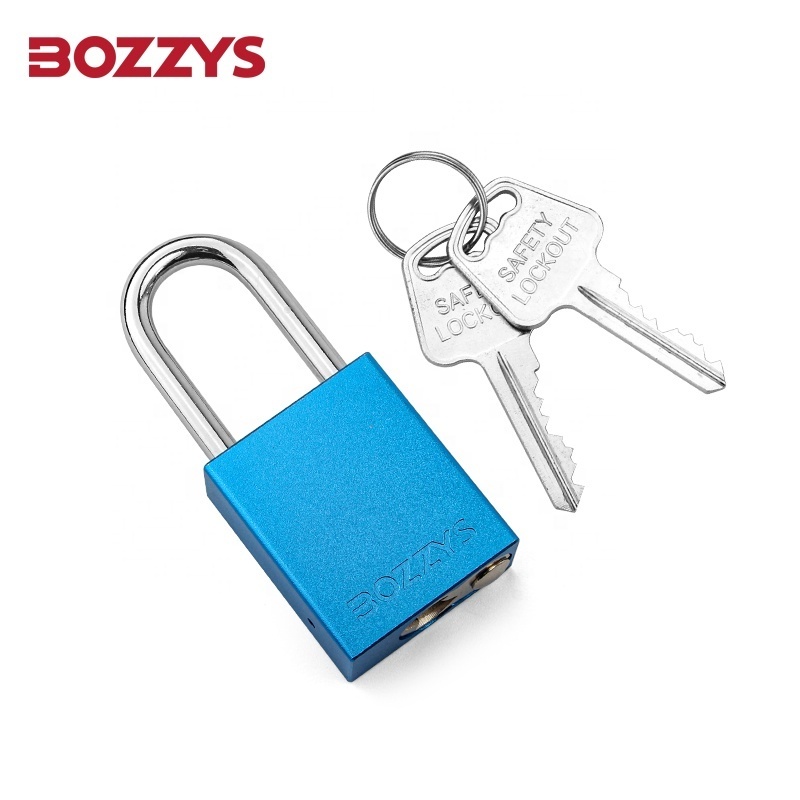 BOZZYS Blue Anti-UV Bright Anodized Aluminum Padlock with 6.2*38mm Hardened Steel Shackle Suitable For lndustria Lockout-Tagout