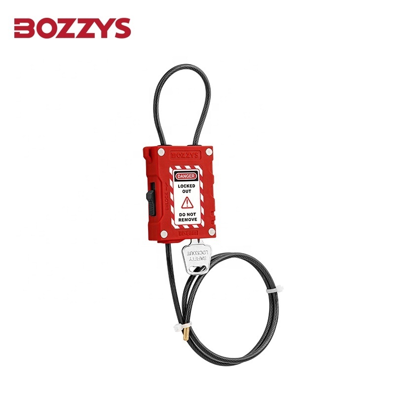 BOZZYS Adjustable Lockout Cable safety Padlock with 3/4MM Plastic-coated Stainless Steel Cable for Industrial Lockout-tagout