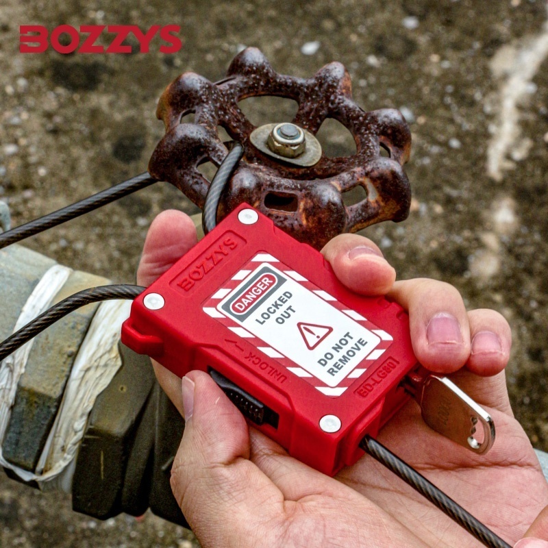 BOZZYS Adjustable Lockout Cable safety Padlock with 3/4MM Plastic-coated Stainless Steel Cable for Industrial Lockout-tagout