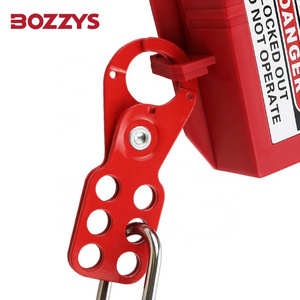 BOZZYS 1'' Steel Jaw 10.5MM Lock Hole Dia Industrial Safety Hasp Lockout Devices with 6-Holes and Hook