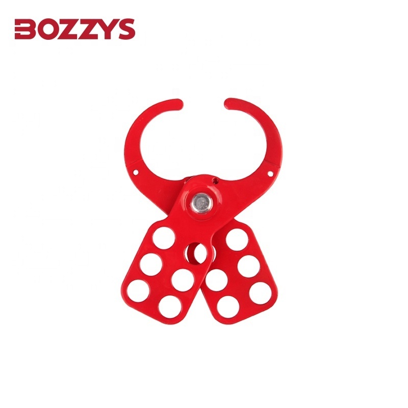 BOZZYS 1'' Steel Jaw 10.5MM Lock Hole Dia Industrial Safety Hasp Lockout Devices with 6-Holes and Hook