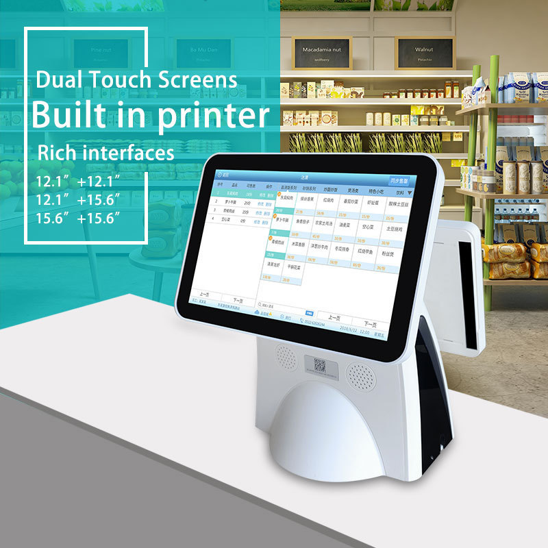 OEM ODM Market Restaurant Retail Cash Register Touchscreen All In One POS Systems Machine With Dual Screen System