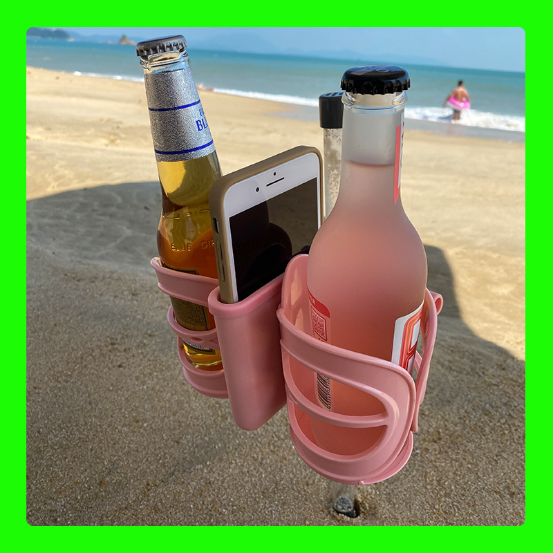 Beach Cup Holder Outdoor Sand Sun Umbrella Tube Holder With Mobile Phone Slot Car Wheelchair Chair Coffee Tea Drink Cup Holder