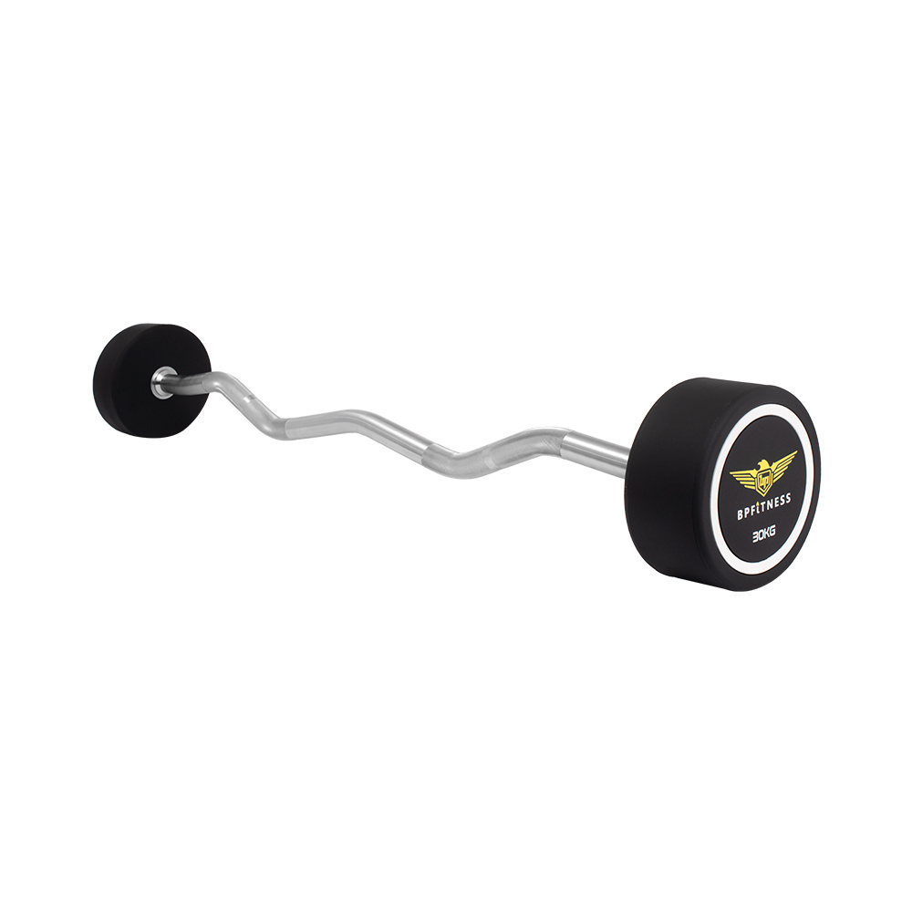 Wholesale polyurethane Barbell Fitness Weight lifting Curved Straight Barbell