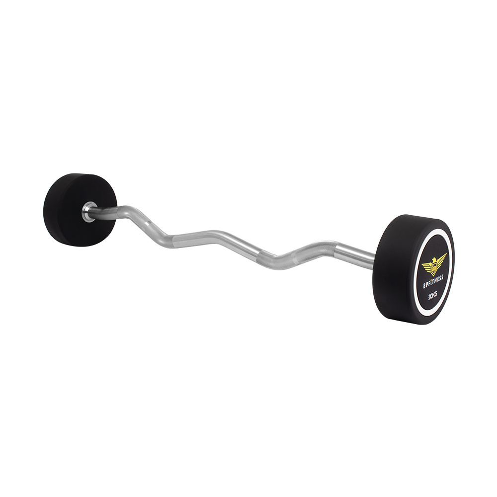 Wholesale polyurethane Barbell Fitness Weight lifting Curved Straight Barbell