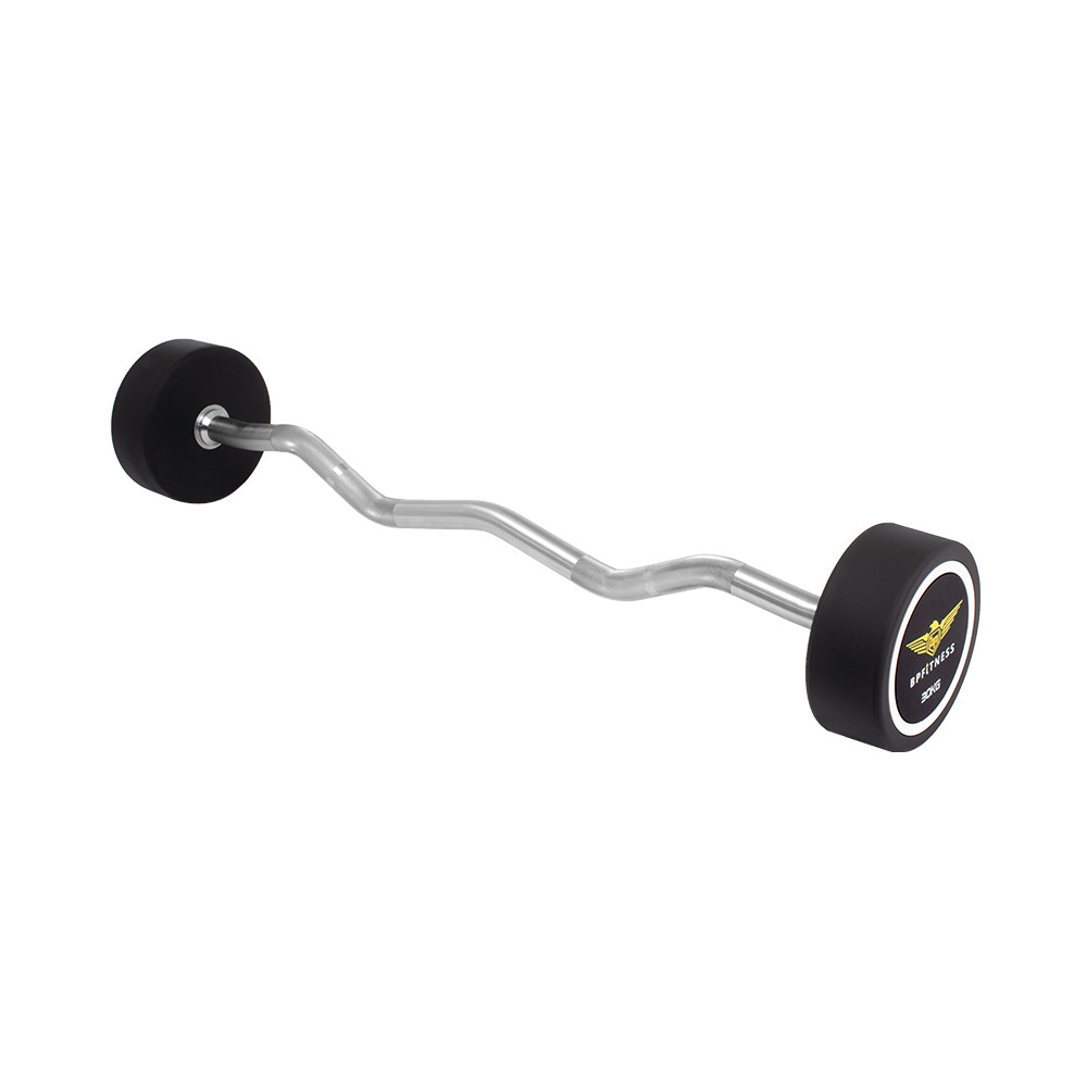 Wholesale polyurethane Barbell Fitness Weight lifting Curved Straight Barbell