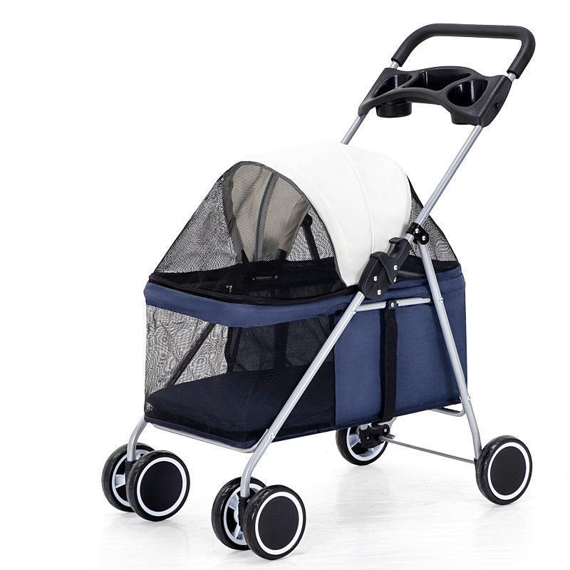 OEM Callapsiable luxury trolley pet carrier Breathable 4 large wheel dog strollers for medium dogs detachable